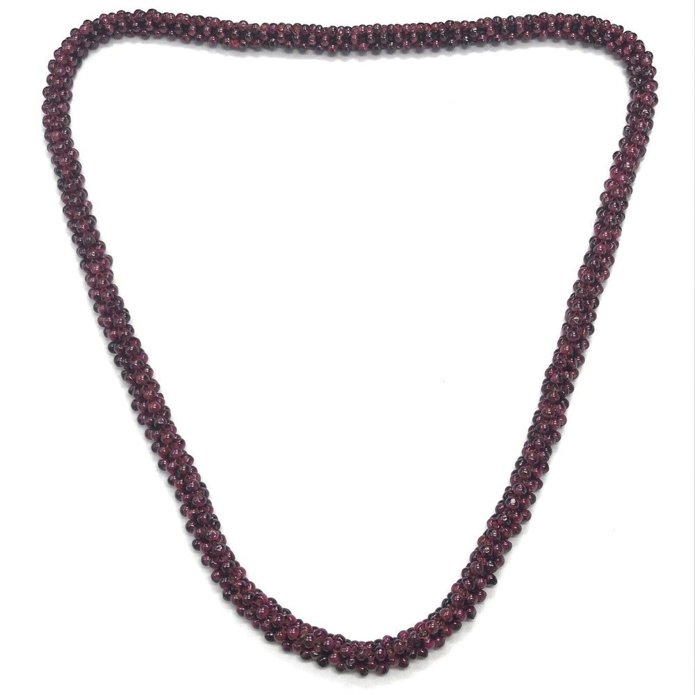 Vintage Genuine Bohemian Garnet Long Strand Necklace 26"